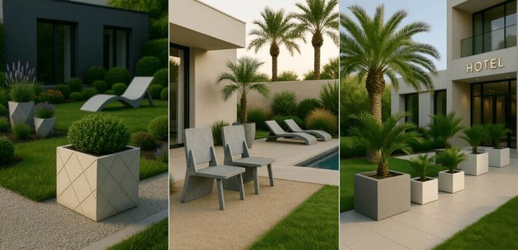 Our products made from GFRC glass fiber reinforced concrete have exceptional resistance to wear, scratches and moisture. They are available in several colors and with various textures.