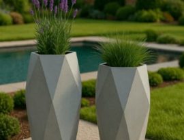 Decorative concrete Vase 1250 with timeless diamond inspiration. A design that exudes freshness in any space.