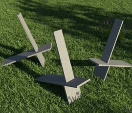 Con una forma che ricorda le sedie vichinghe, la sedia smontabile in due pezzi Sculpt Chair, oltre al suo scopo principale è ideale anche come scultura decorativa per il cortile o il giardino.